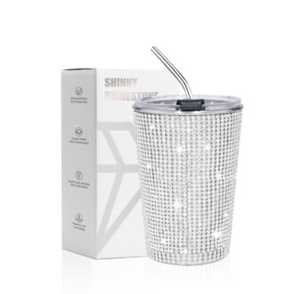 Custom Mugs Camping Portable Straw Hot 17oz 500ml Cups Light Blue Tea White Mugs Stainless Steel