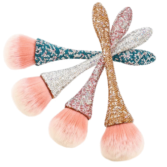 Ulikeke Luxury Rhinestone Diamond Bling Handle Nylon Nail Brush Soft Makeup Glitter Brush Professional Nail Dust Cleaning Brush